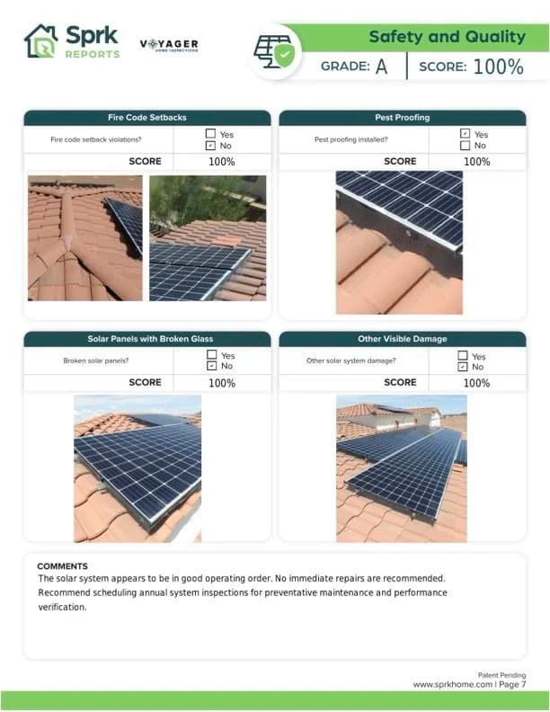 Solar installation and component evaluation
