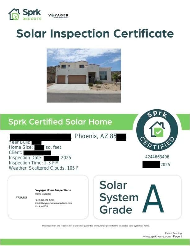 Solar assessment report example: solar inspection